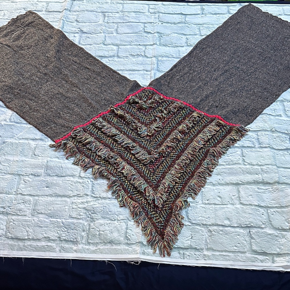 Elegant Gray and Multicolor Fringed Scarf